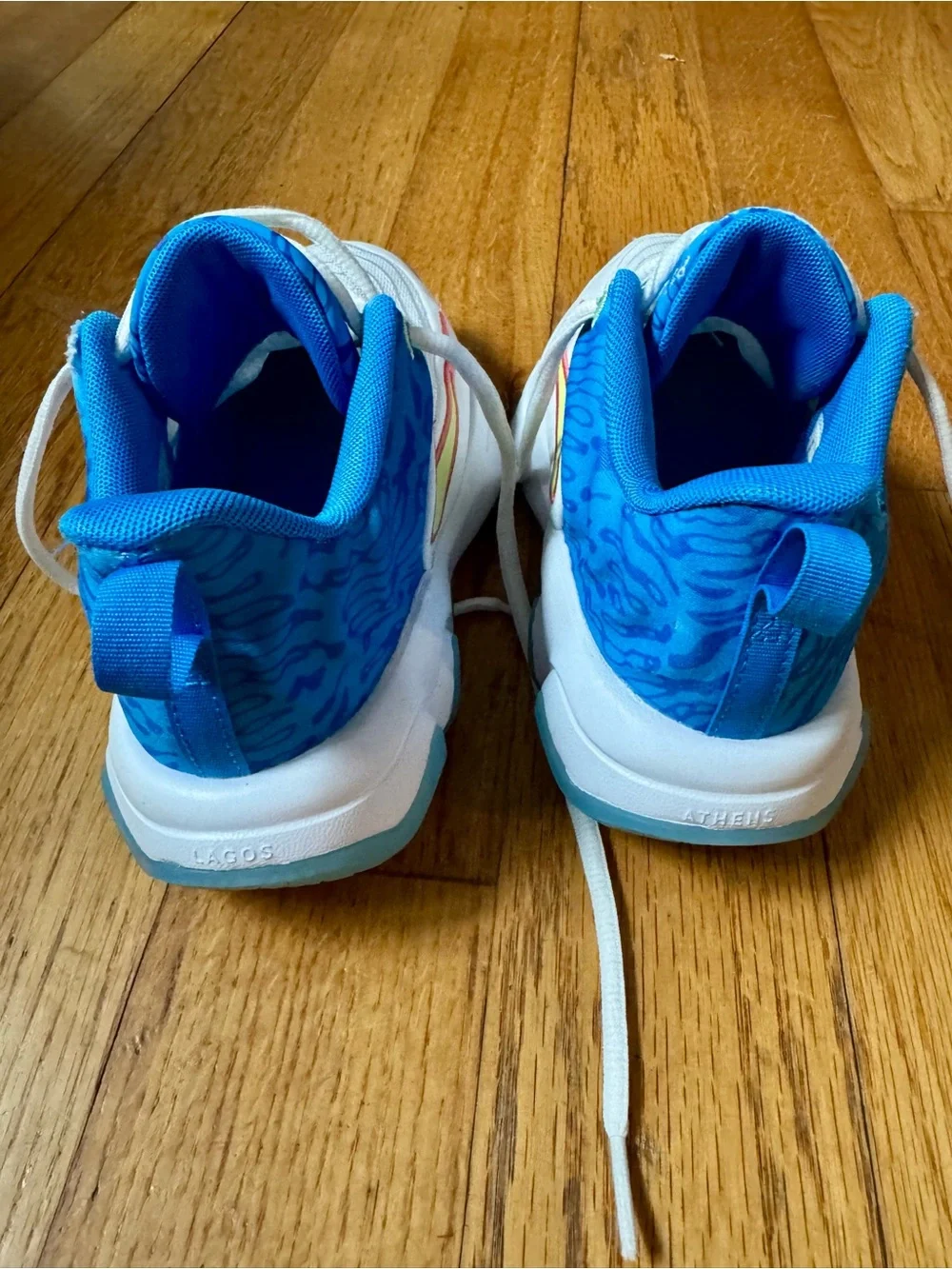Kids Nike Giannis Blue and White basketball shoes